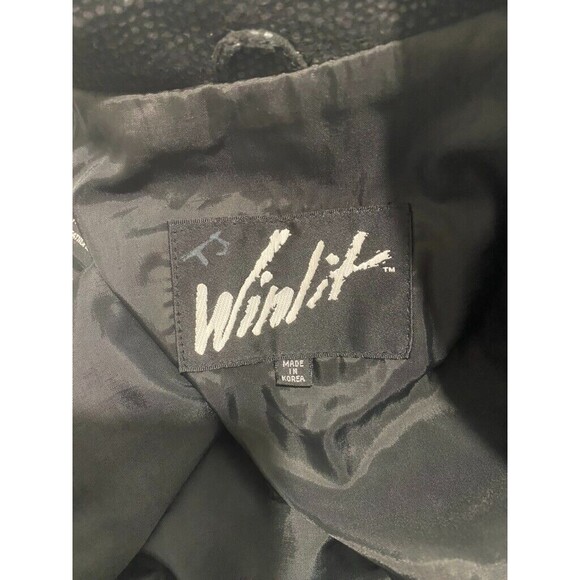 Winlit Black Leather Trench Coat With Suede Trim Size XS Read - Picture 8 of 12